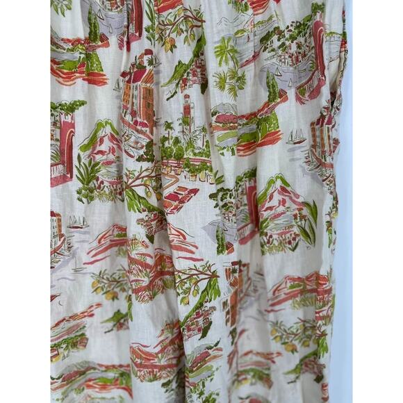 Cynthia Rowley 100% Linen Wide Leg Pull On Pant Sz L Capri Coastal Beachy Villa - Picture 5 of 8